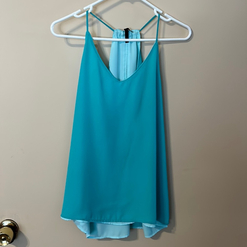Turquoise Sky Blue reversible tank top blouse